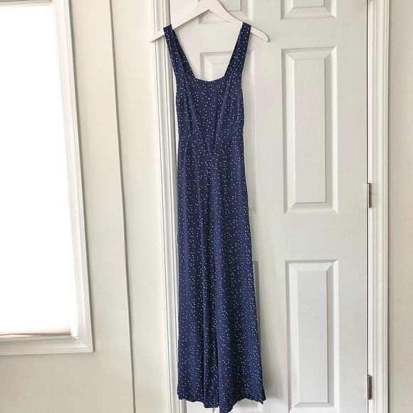 Rolla's Blue White Polka Dot Starry Night Jumpsuit Criss Cross Back NWT Medium - Picture 3 of 15